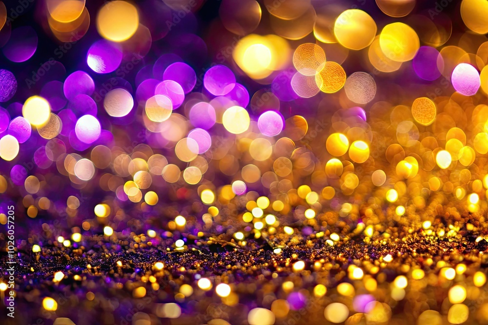 Featuring a rich gold and purple bokeh background, this design enhances luxury holiday product displays and cards, adding a touch of elegance to festive occasions. Featuring a rich gold and purple bokeh background, this design enhances luxury holiday product displays and cards, adding a touch of elegance to festive occasions.