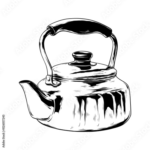 teapot vector line art drawing illustration