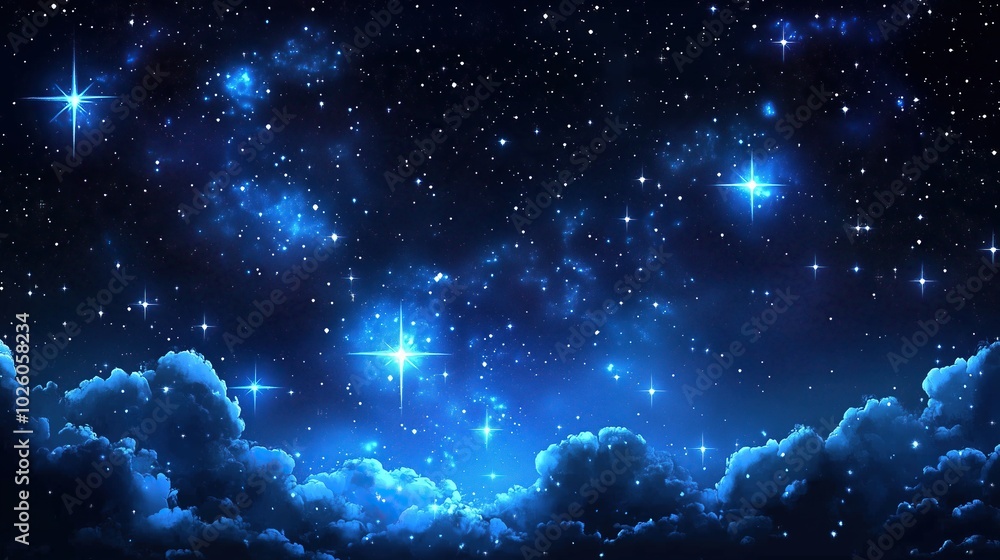 Dark blue night sky with shiny stars Dark blue night sky with shiny stars