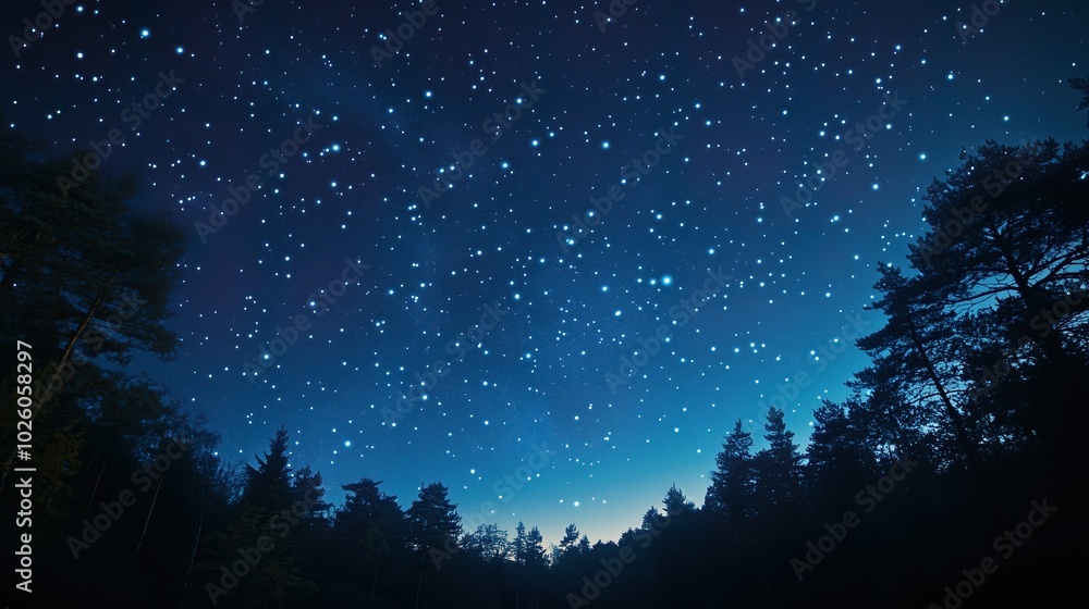 Dark blue night sky with shiny stars Dark blue night sky with shiny stars