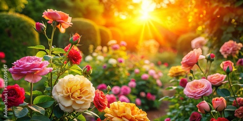 Beautiful Summer Roses Outdoors - Vibrant Blooms in Full Bloom