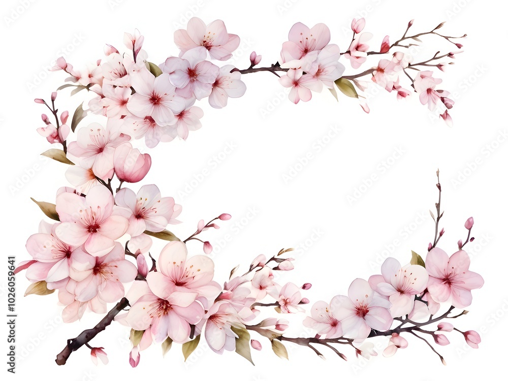 Cherry Blossom Sakura Flower Wreath Frame Cherry Blossom Sakura Flower Wreath Frame