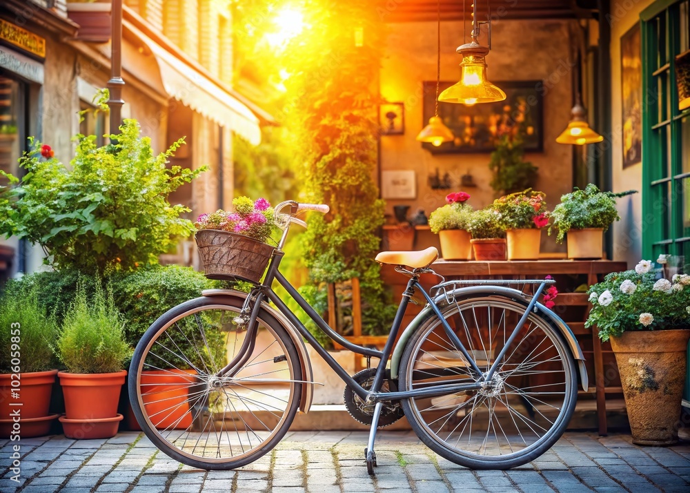 Bicycle Parked in Front of a Cozy Cafe - Urban Lifestyle Photography Bicycle Parked in Front of a Cozy Cafe - Urban Lifestyle Photography