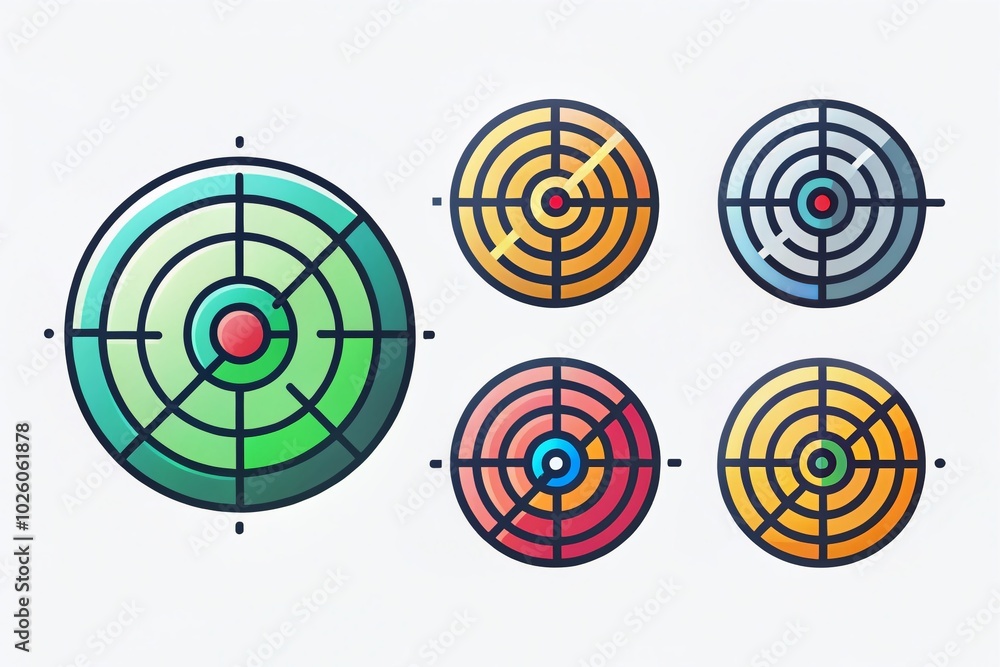 Black Filled and Outlined Radar Vector Icon Set for Modern Design Projects Black Filled and Outlined Radar Vector Icon Set for Modern Design Projects
