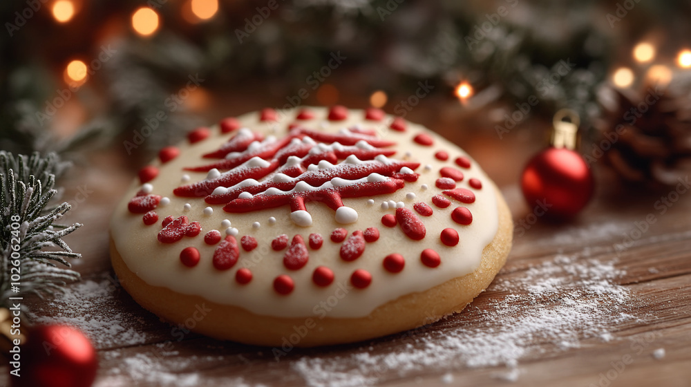Sweet cookie with icing close-up Sweet cookie with icing close-up