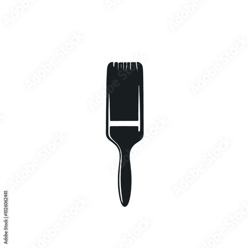 A black silhouette of a paintbrush with bristles fanning out 