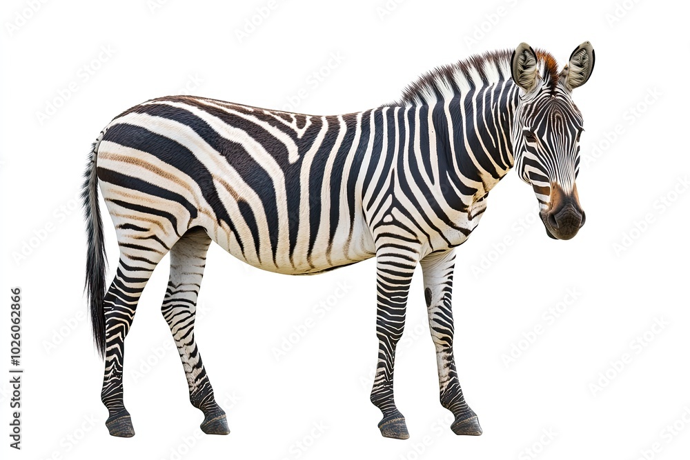 Fototapeta premium Beautiful zebra isolated over white background