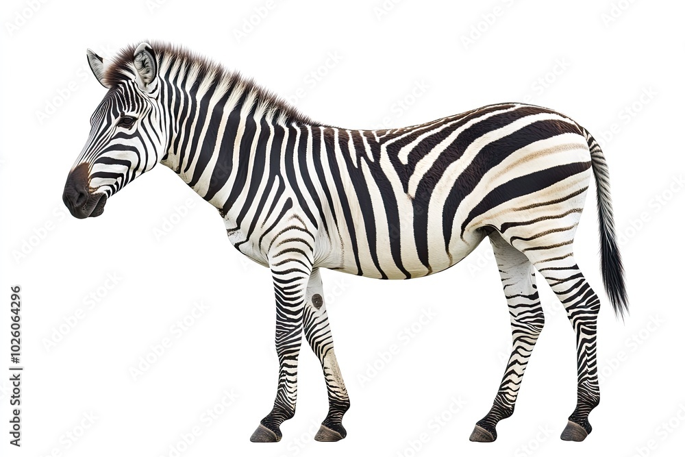 Fototapeta premium Beautiful zebra isolated over white background