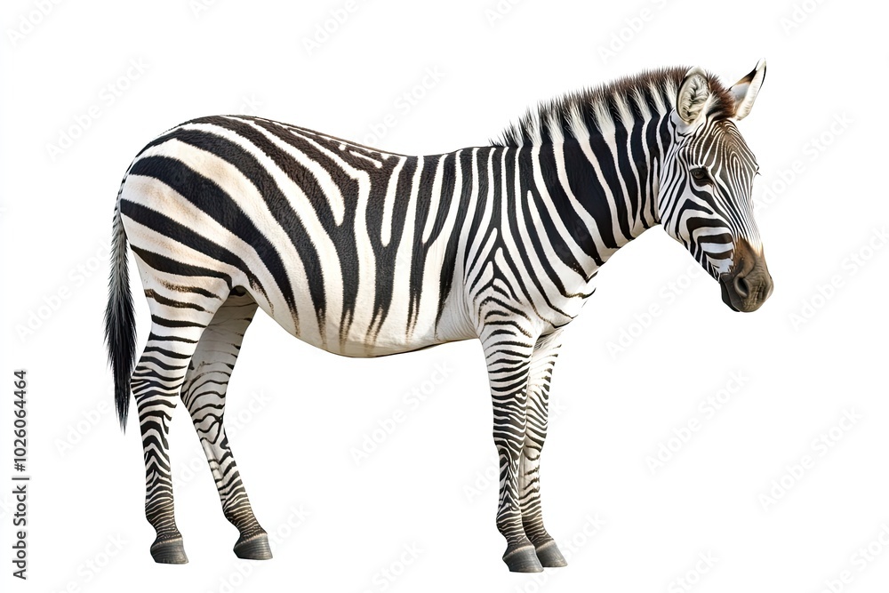 Fototapeta premium Beautiful zebra isolated over white background