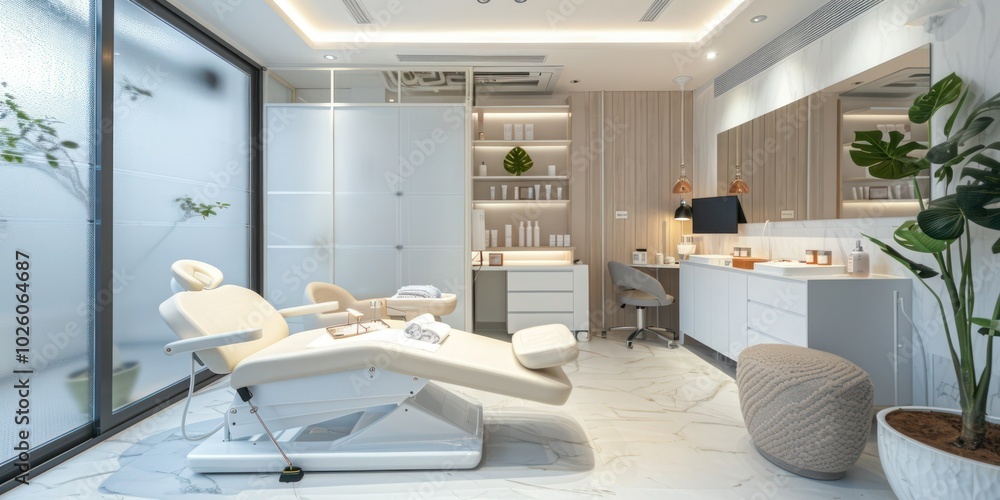 custom made wallpaper toronto digitalModern aesthetic beauty clinic interior with calming ambiance.