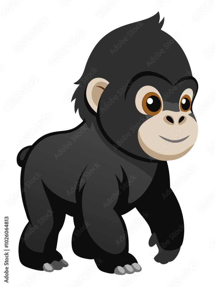 Obraz premium cute gorilla isolated on white - vector illustration gorilla, mountain gorilla vector art isolated on white