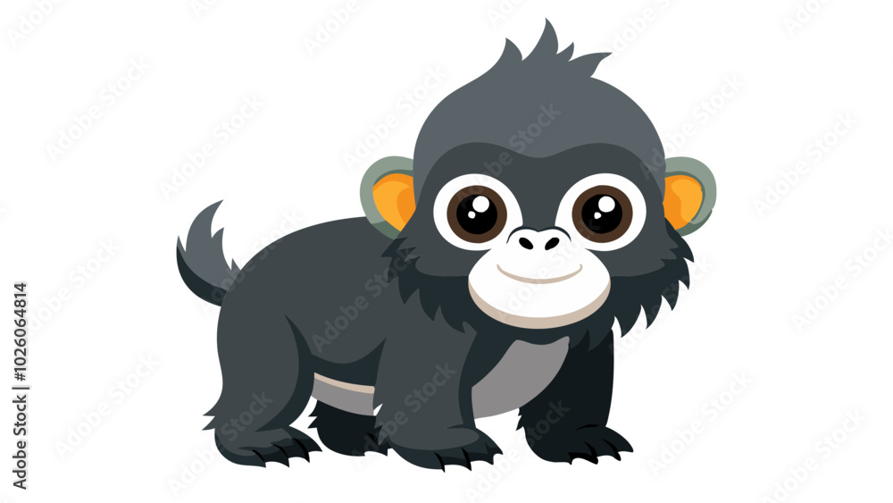 Fototapeta premium baby cartoon gorilla isolated on white - vector illustration gorilla, mountain gorilla vector art isolated on white
