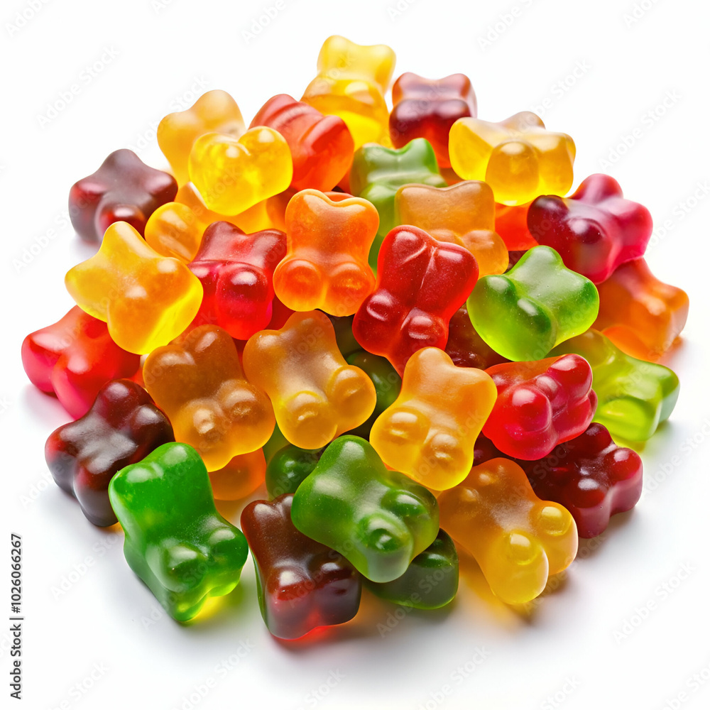 A multicolor collection of jelly gummy bears, perfect for candy designs and playful snack advertisements A multicolor collection of jelly gummy bears, perfect for candy designs and playful snack advertisements