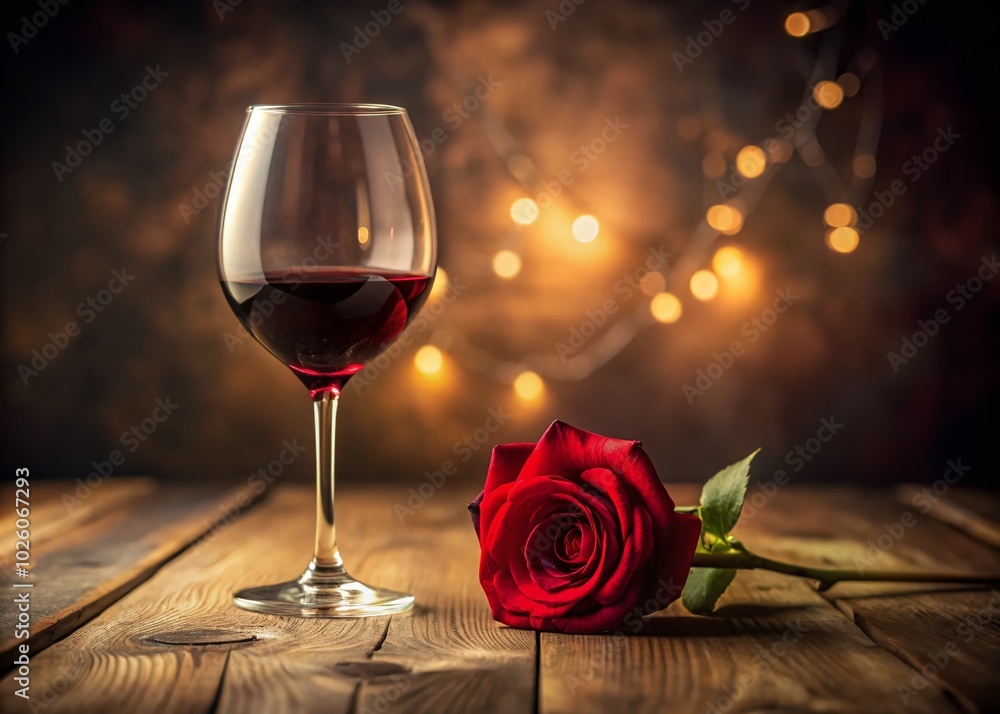 Elegant Stemless Wine Glass Mockup with Red Rose for Romantic Settings and Celebrations Elegant Stemless Wine Glass Mockup with Red Rose for Romantic Settings and Celebrations