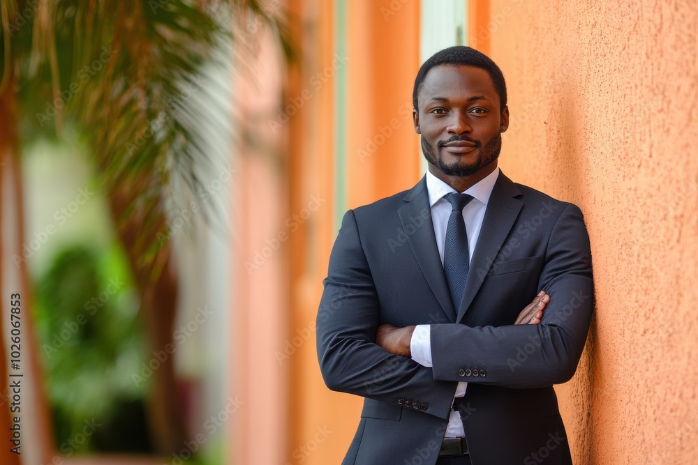 Confident African American businessman in tailored suit portrait Confident African American businessman in tailored suit portrait