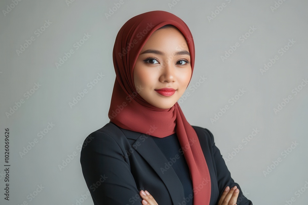 Confident Malay businesswoman with arms crossed Confident Malay businesswoman with arms crossed