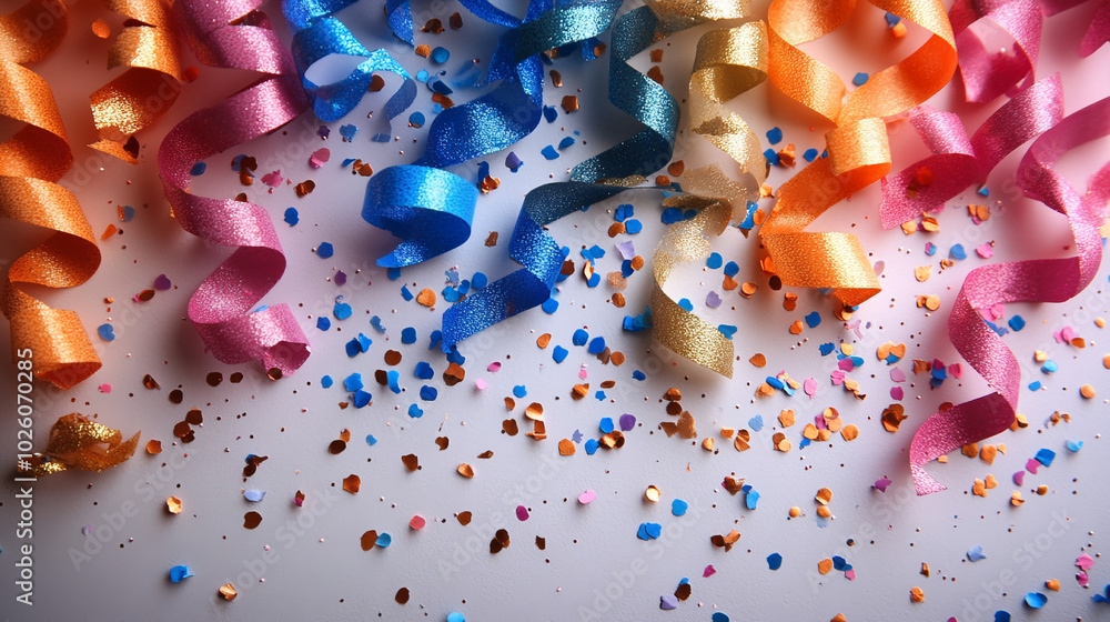 Background of confetti and serpentine on white Background of confetti and serpentine on white