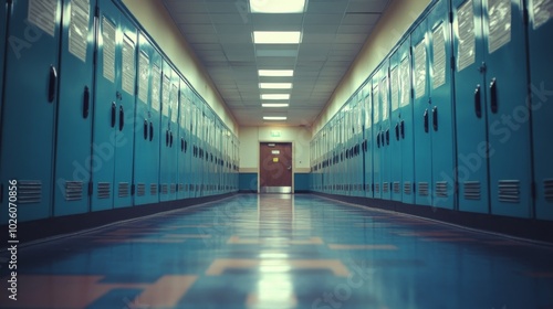 School Hallway with Locker Rows