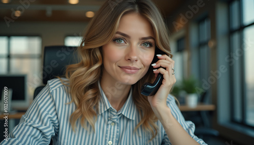 Businesswoman Working on Laptop in Office