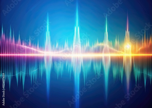 Illustration featuring closeup sound waves on a soothing light blue background, symbolizing hearing loss and highlighting the nuances of sound perception visually.