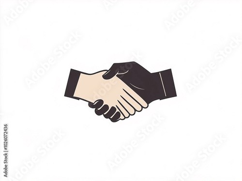 Simple Handshake Icon in Black and White – Vector Illustration for Business and Partnership