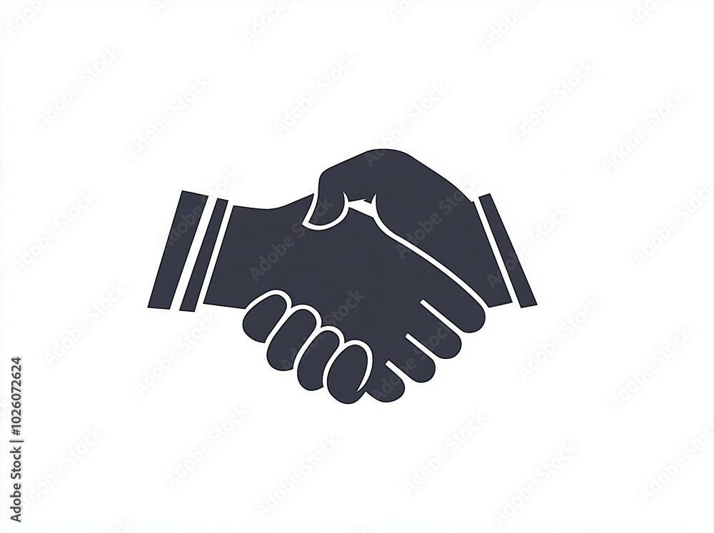 Simple Handshake Icon in Black and White – Vector Illustration for Business and Partnership Simple Handshake Icon in Black and White – Vector Illustration for Business and Partnership