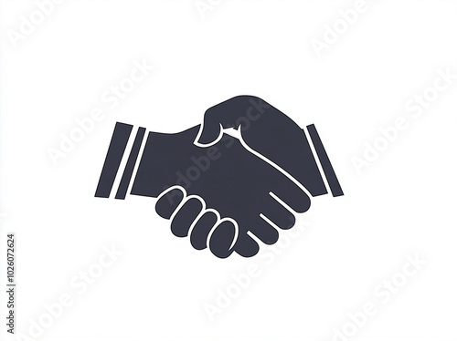 Simple Handshake Icon in Black and White – Vector Illustration for Business and Partnership