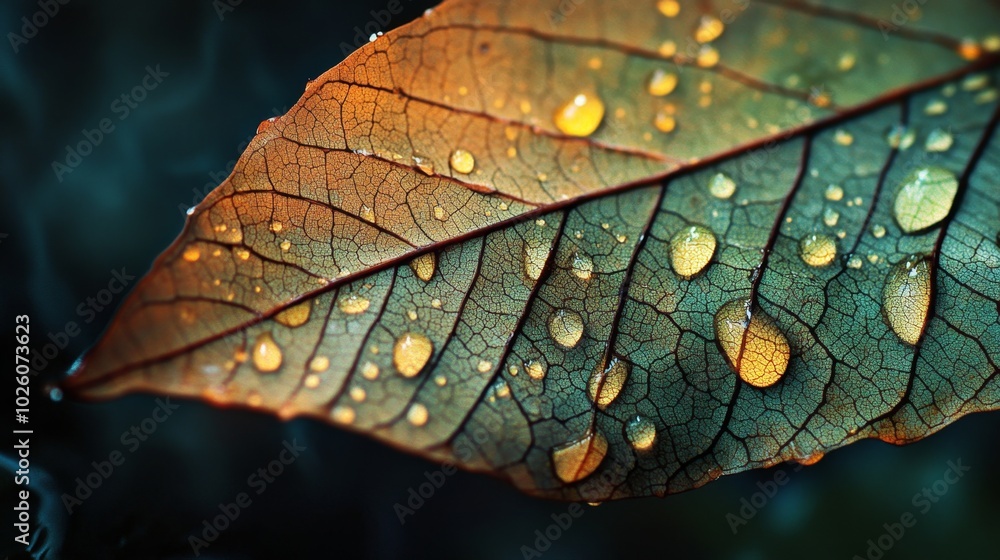 Fototapeta premium Delicate Leaf in Acidic Rain Melting Away