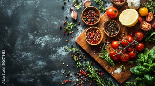 Fresh Ingredients on Rustic Board