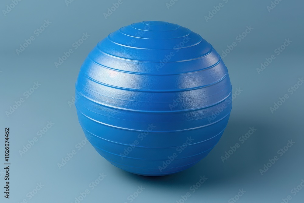 Blue exercise ball on a soft blue background Blue exercise ball on a soft blue background