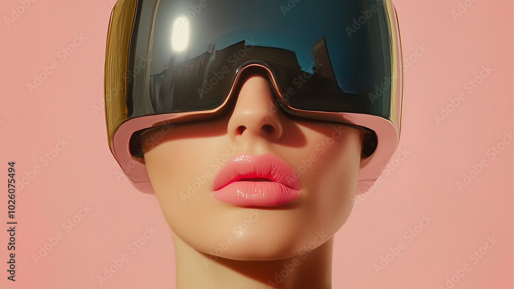 Close-up of a young woman wearing a virtual reality headset experiencing the metaverse Close-up of a young woman wearing a virtual reality headset experiencing the metaverse