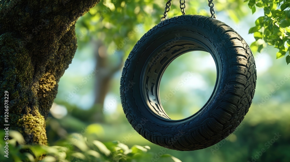 Tire Swing Hanging from a Tree in a Natural Setting Tire Swing Hanging from a Tree in a Natural Setting
