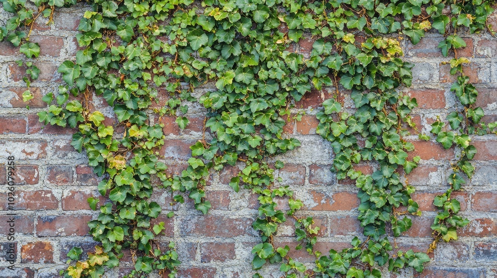 Ivy Climbing on Rustic Brick Wall Texture Ivy Climbing on Rustic Brick Wall Texture