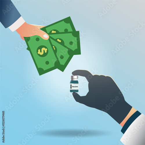 Businessman pays for vaccine concept vector illustration