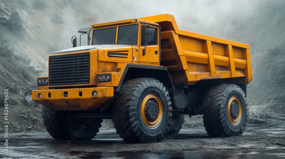 Massive Yellow Dump Truck in Quarry Massive Yellow Dump Truck in Quarry