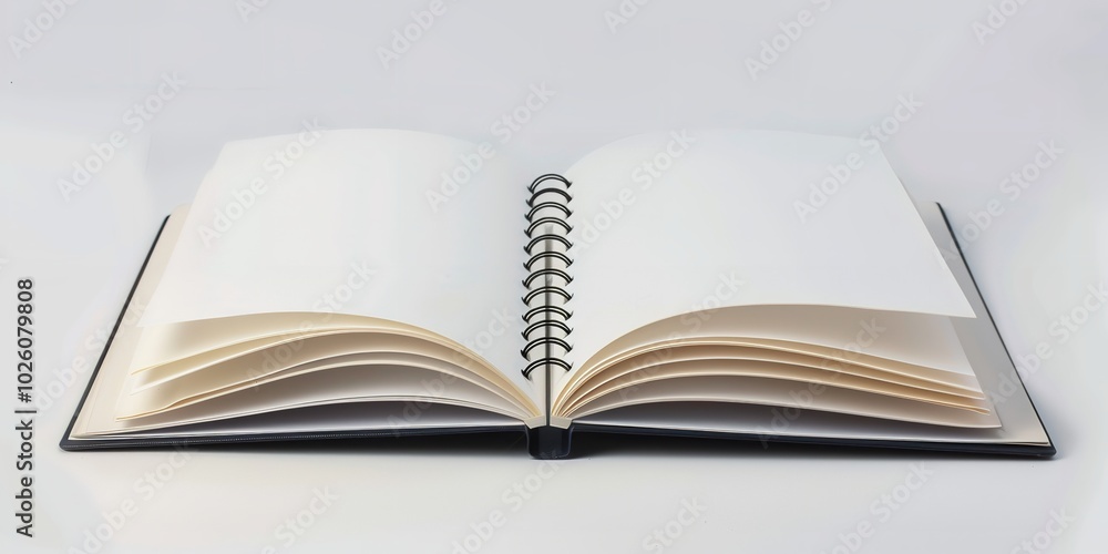 a blank paper notebook with an open spiral, Generative AI. a blank paper notebook with an open spiral, Generative AI.