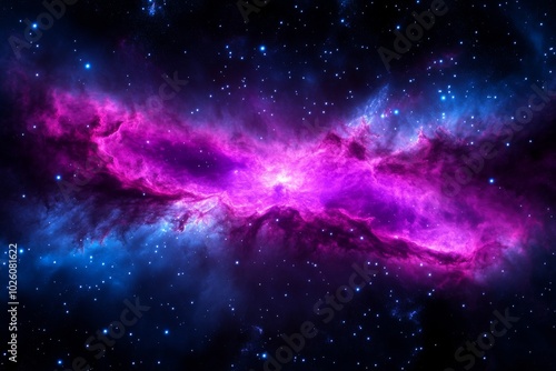 Colorful Cosmic Nebula, Vibrant Purple and Blue Galaxy, Starry Deep Space Background, Astronomical Art