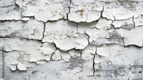 Peeling Paint on Weathered Wood Surface