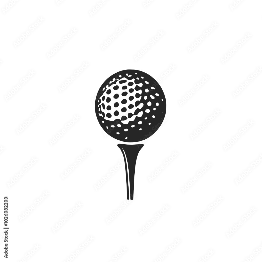 Golf ball on tee, vector silhouette Golf ball on tee, vector silhouette