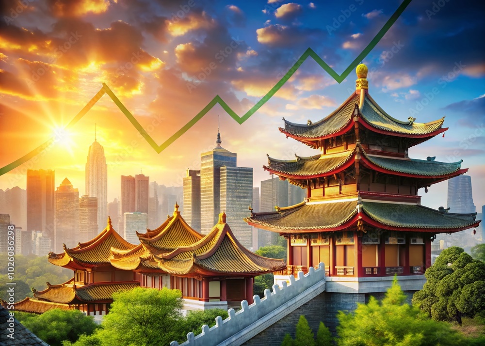 Dynamic China Business Concept Banner with Financial Growth Elements and Modern Aesthetics Dynamic China Business Concept Banner with Financial Growth Elements and Modern Aesthetics