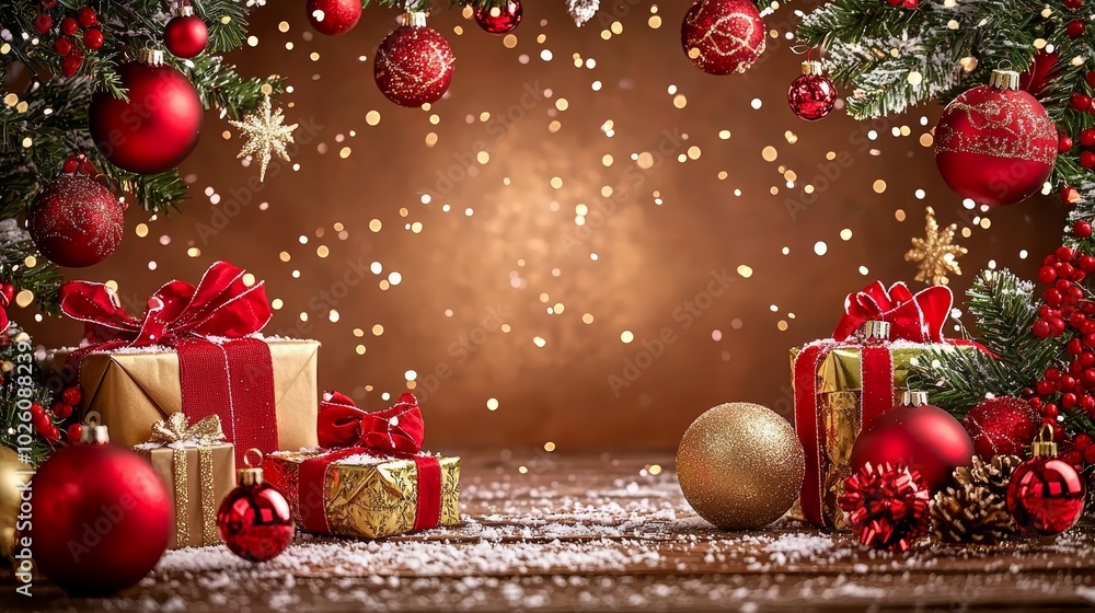 Christmas background. Festive New Year and Christmas composition design Christmas background. Festive New Year and Christmas composition design