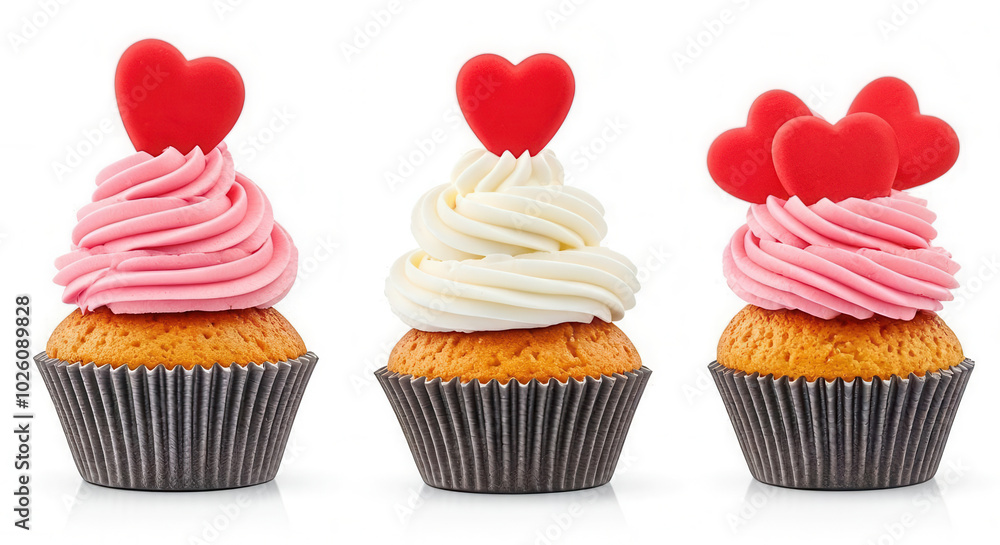 Cute romantic cupcakes with copy space Cute romantic cupcakes with copy space