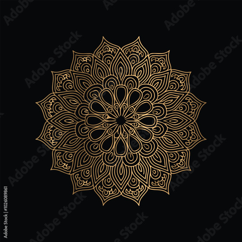 Gradient golden color line art mandala design photo