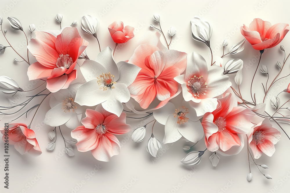 Obraz premium Flowers background, many beautiful flowers background illustration.