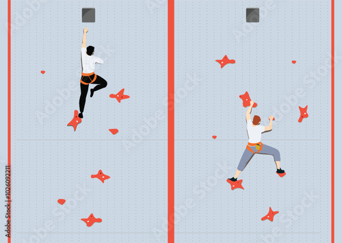 Attractive editable vector illustration of speed climbing players competing each other best design for your design resources print and others	