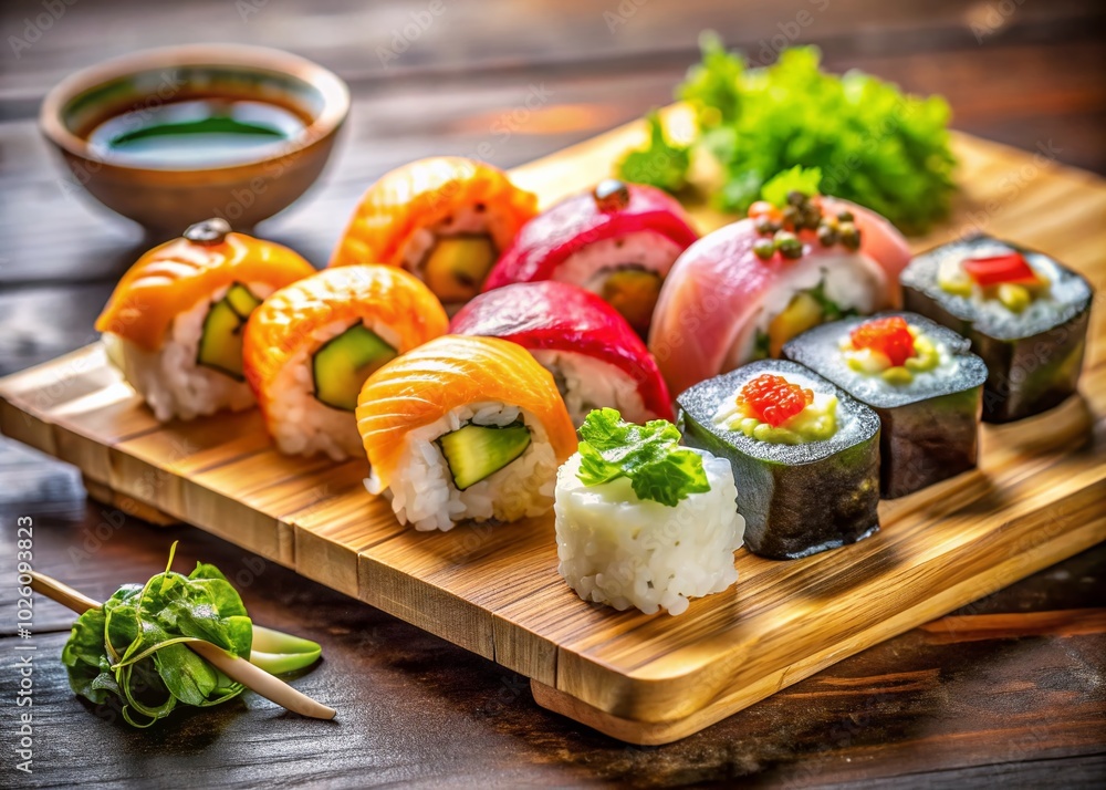 Exquisite Set of Sushi Platter for Culinary Delight and Gastronomic Experience Exquisite Set of Sushi Platter for Culinary Delight and Gastronomic Experience