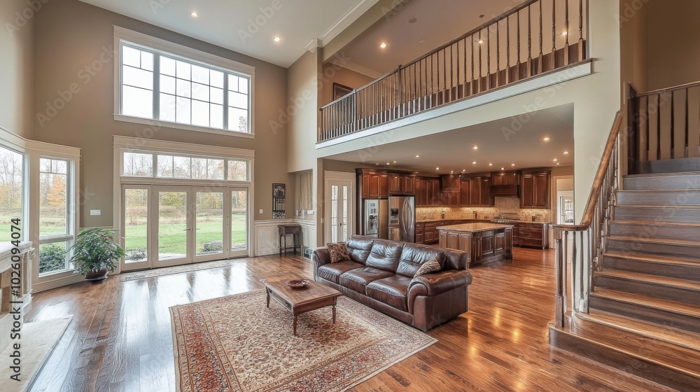 Luxurious Modern Living Room and Kitchen Interior Luxurious Modern Living Room and Kitchen Interior