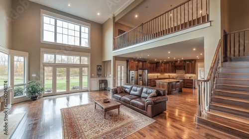 Luxurious Modern Living Room and Kitchen Interior