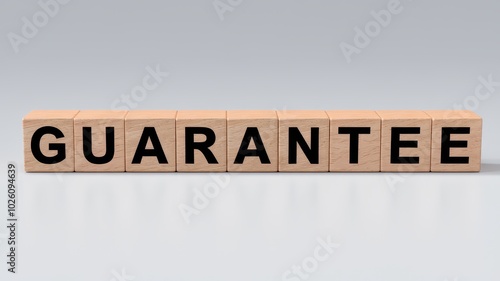 Wooden blocks arranged to spell out the word Guarantee as a symbol of trust reliability and commitment to The image represents the concept of assurance security