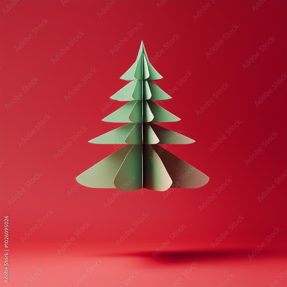 Origami paper Christmas tree. Minimal new year concept. Origami paper Christmas tree. Minimal new year concept.